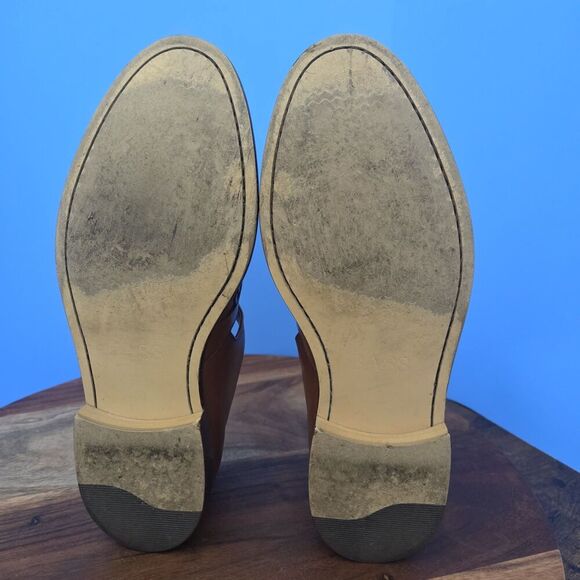 Bass Morris Woven Leather Fisherman Shoes Caramel Brown Made in Brazil Men's 9 - Picture 10 of 13